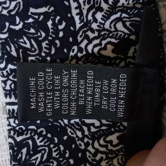 INC International Concepts Petite Paisley Wide Leg Pull On Pants Size P/S Navy - Picture 10 of 11